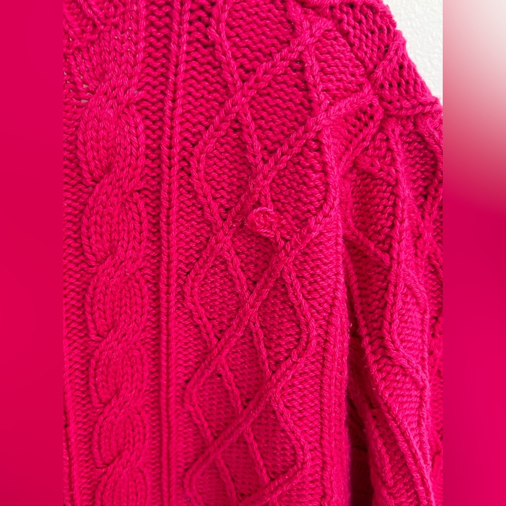 Talbots Bright Pink Cable-Knit Button Cardigan - image 4